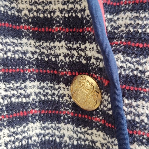 Court & Rowe Plaid Tweed Blazer Navy Blue Red Ribbon Trim Women's Size 18W - Picture 11 of 14